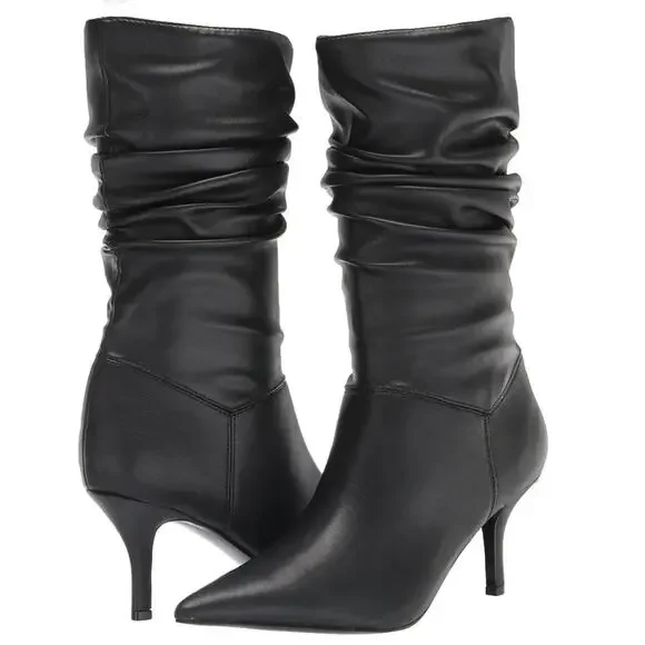 Marc Fisher Manya Slouchy Fall Black‎ Leather Point Toe Bootie Women's size 8.5 - Picture 2 of 8